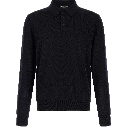 Blue Virgin Wool Polo Shirt