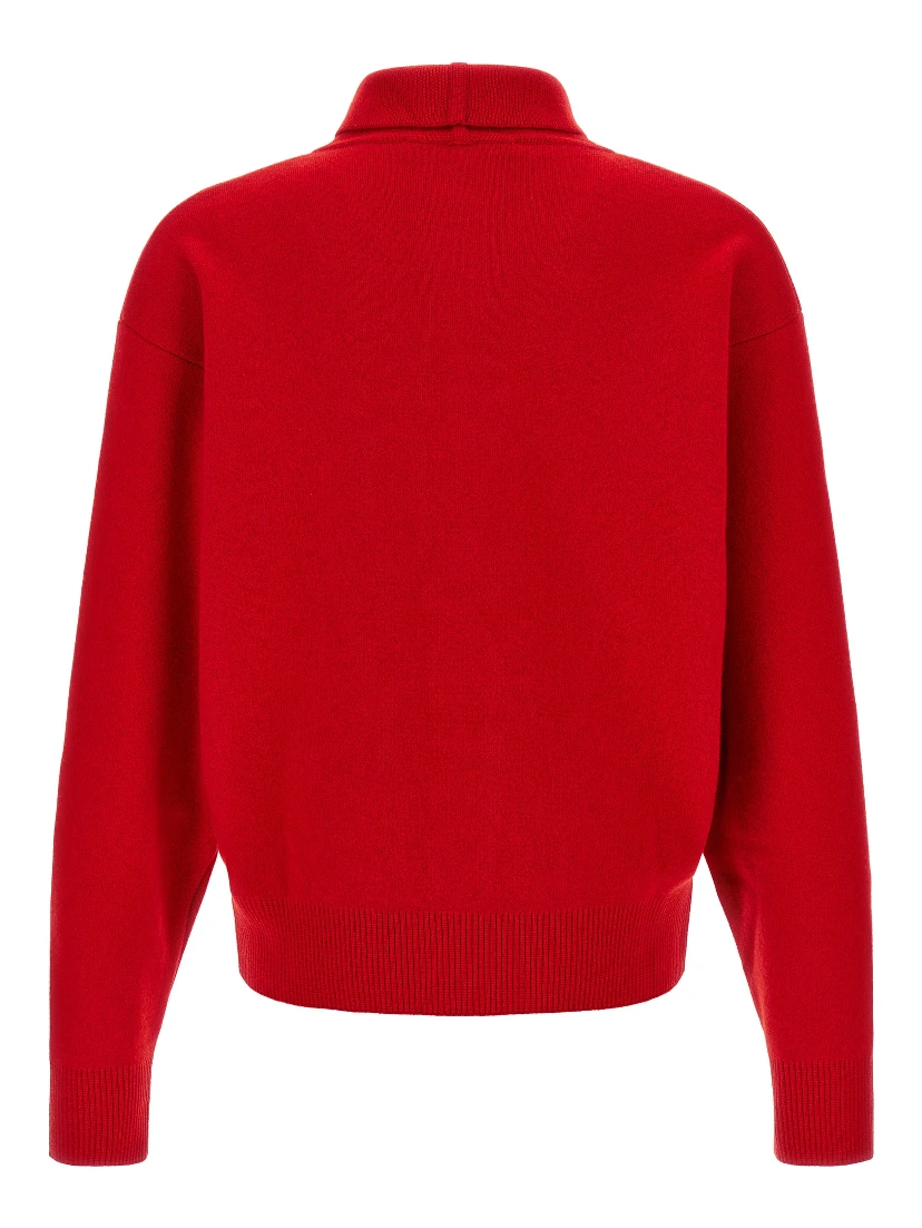 Red Merino Wool Cardigan