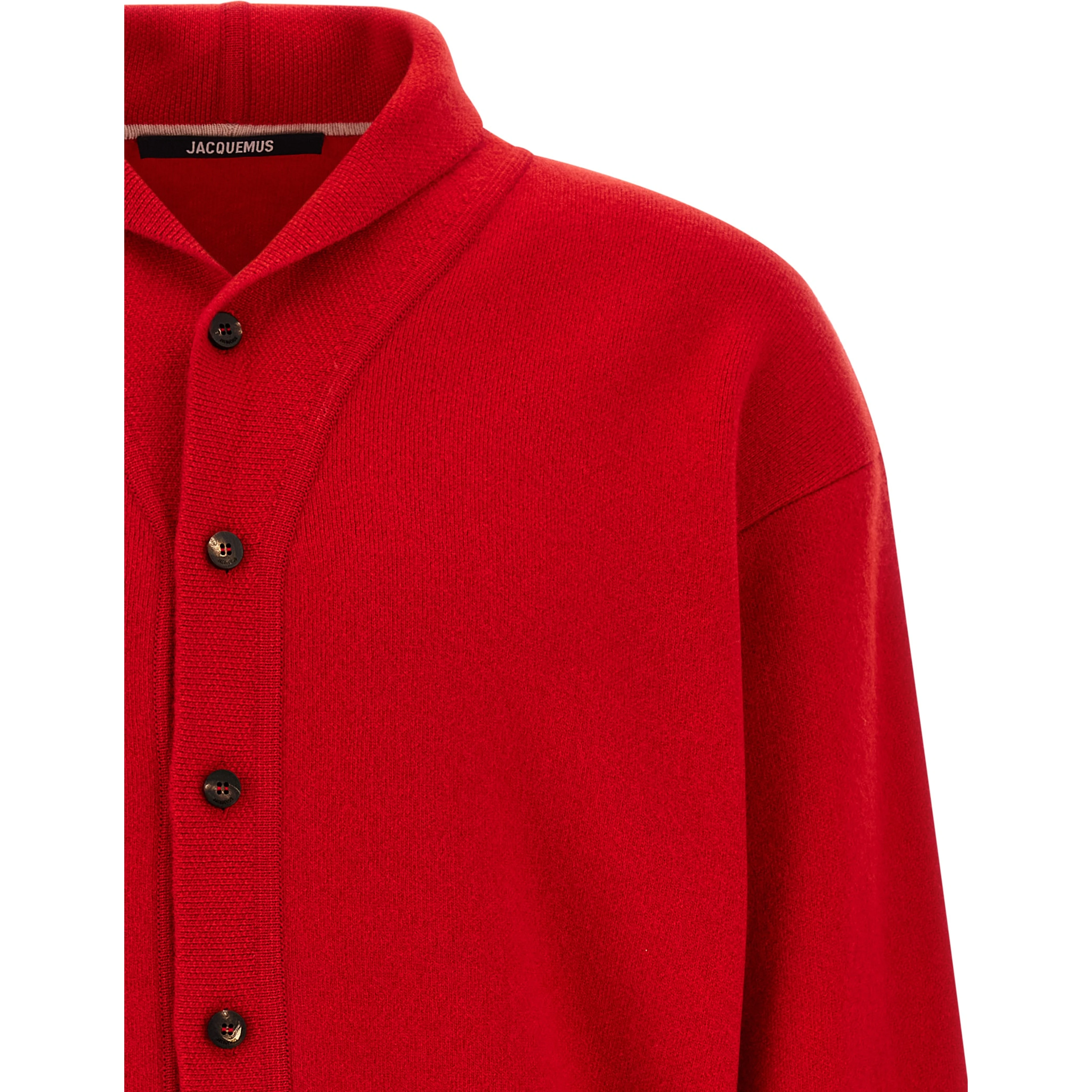 Red Merino Wool Cardigan