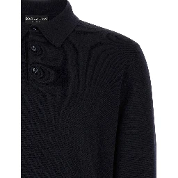 Blue Virgin Wool Polo Shirt