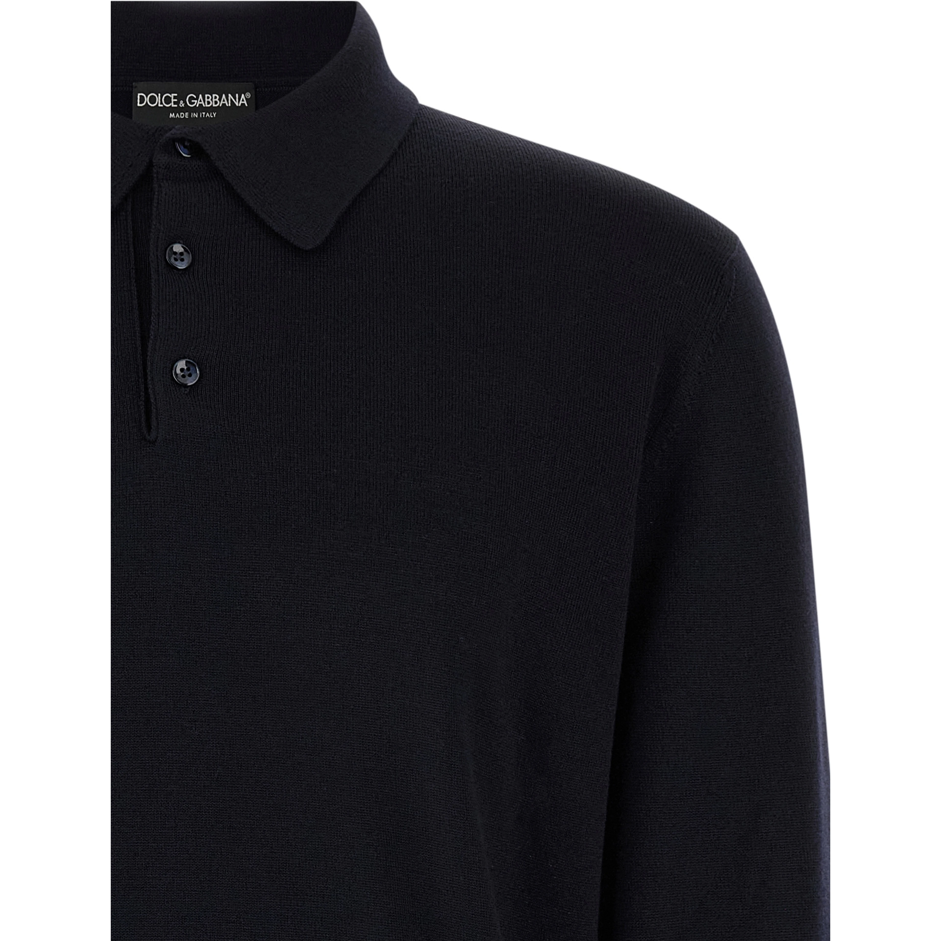 Blue Virgin Wool Polo Shirt