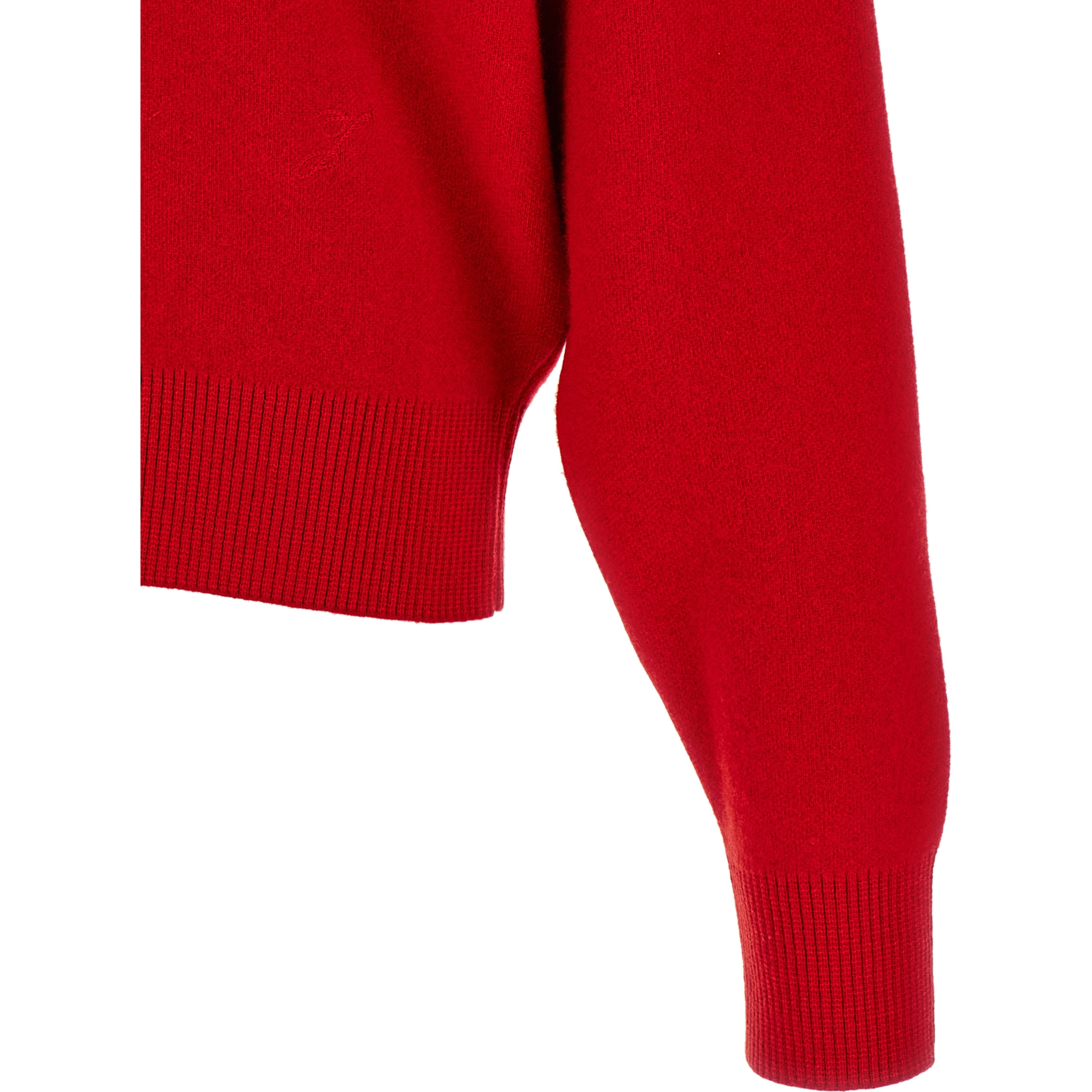 Red Merino Wool Cardigan
