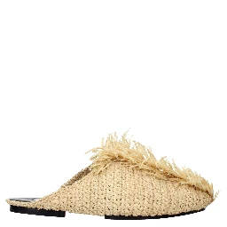Beige Raffia Slippers
