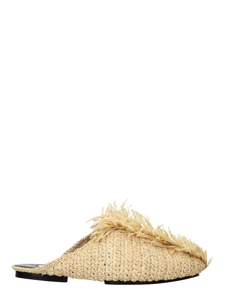 Beige Raffia Slippers