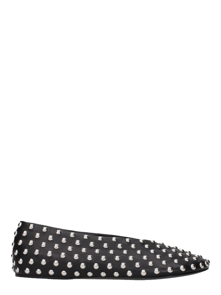 Black Leather Ballet Flats