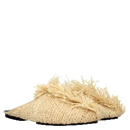 Beige Raffia Slippers