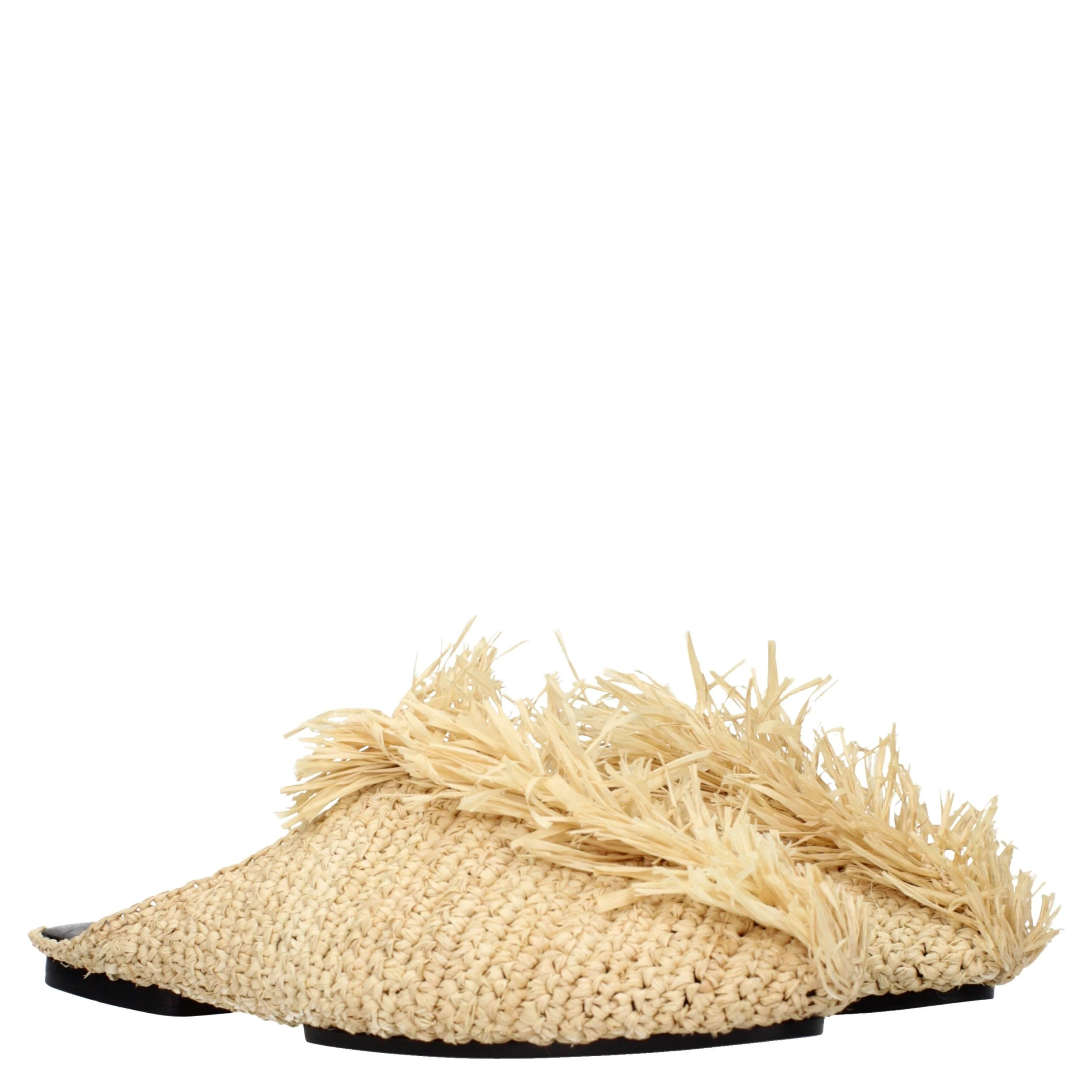 Beige Raffia Slippers