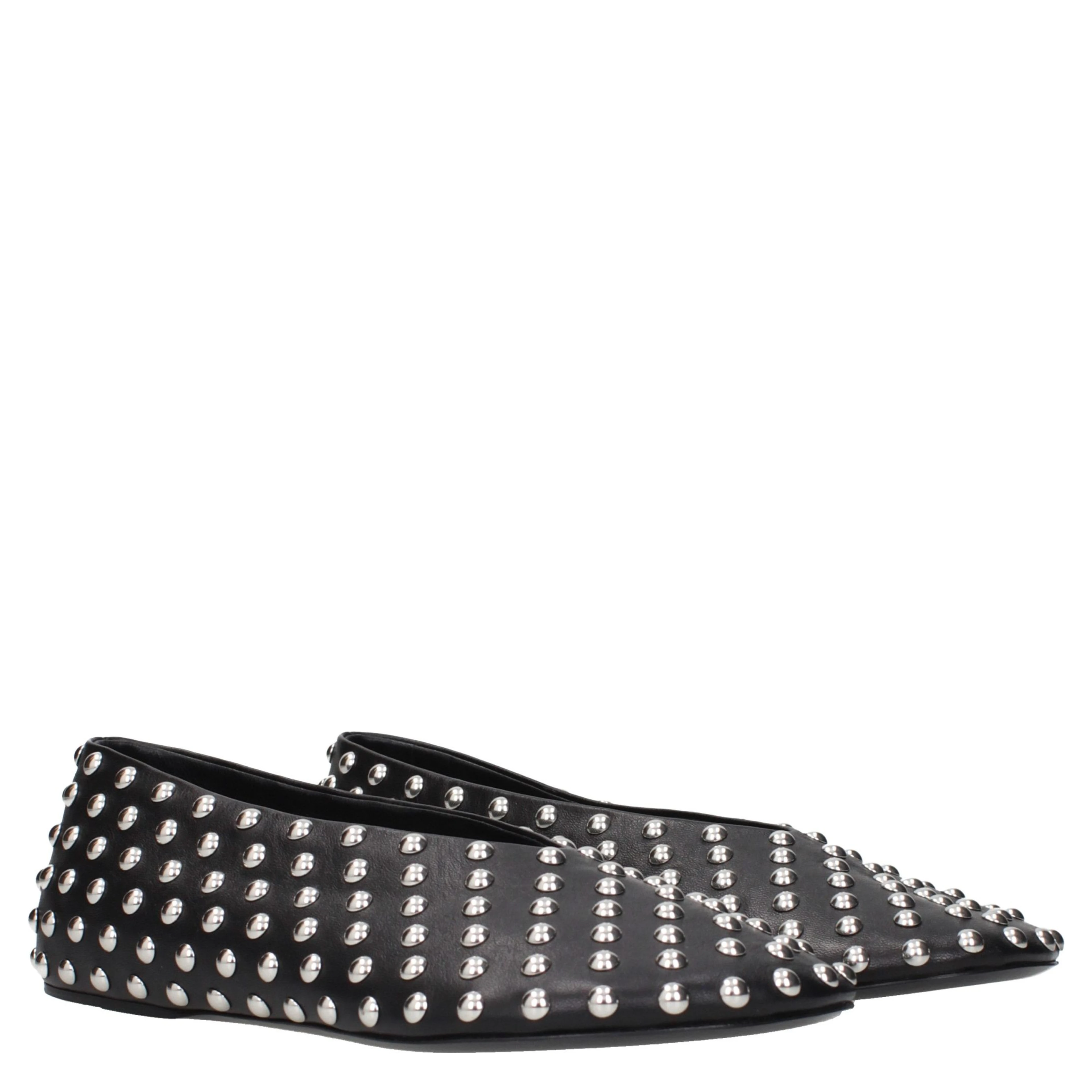 Black Leather Ballet Flats