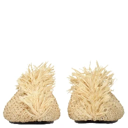 Beige Raffia Slippers