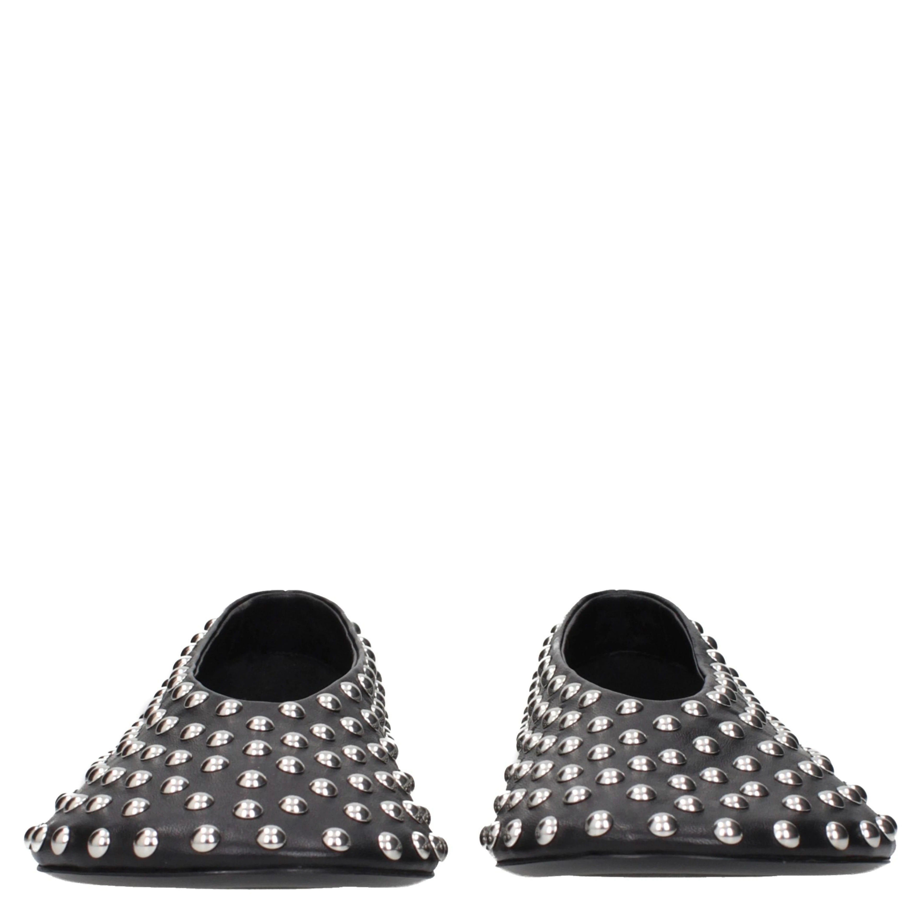 Black Leather Ballet Flats