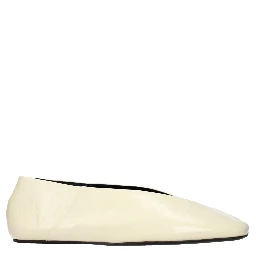 Beige Leather Ballet Flats