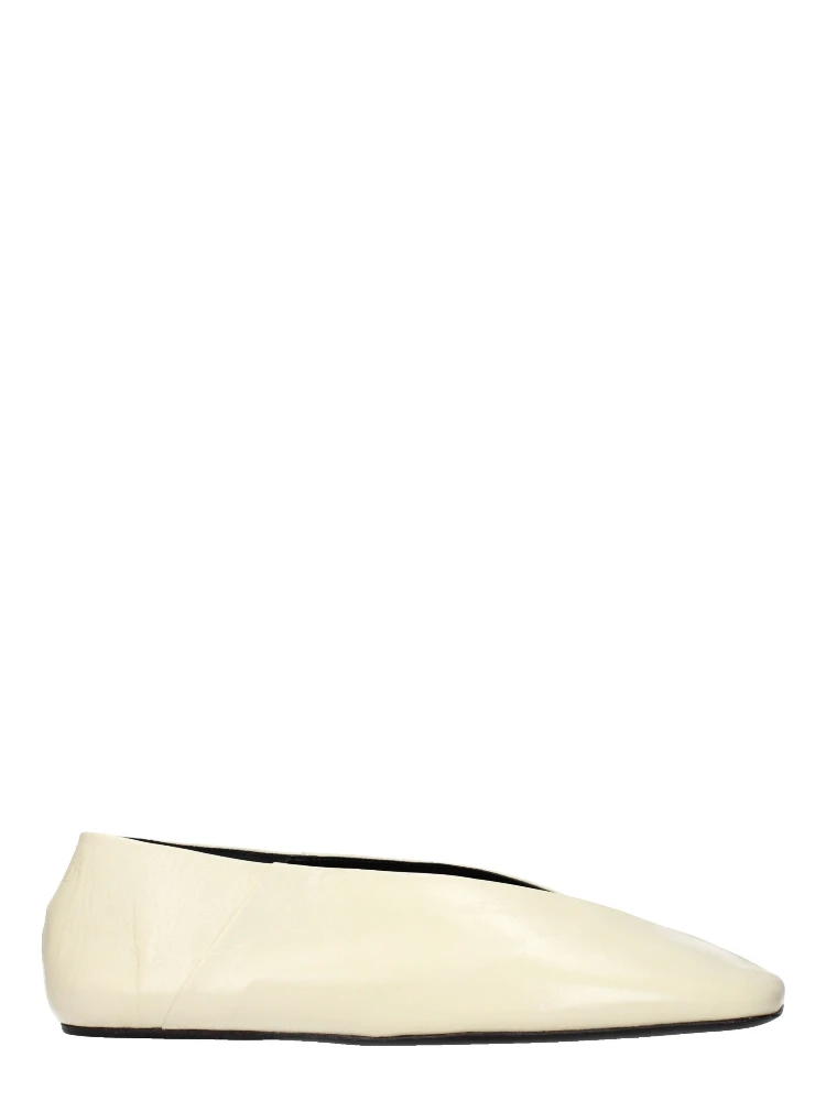 Beige Leather Ballet Flats