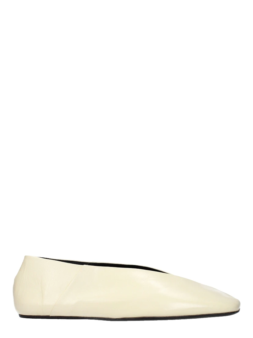 Beige Leather Ballet Flats