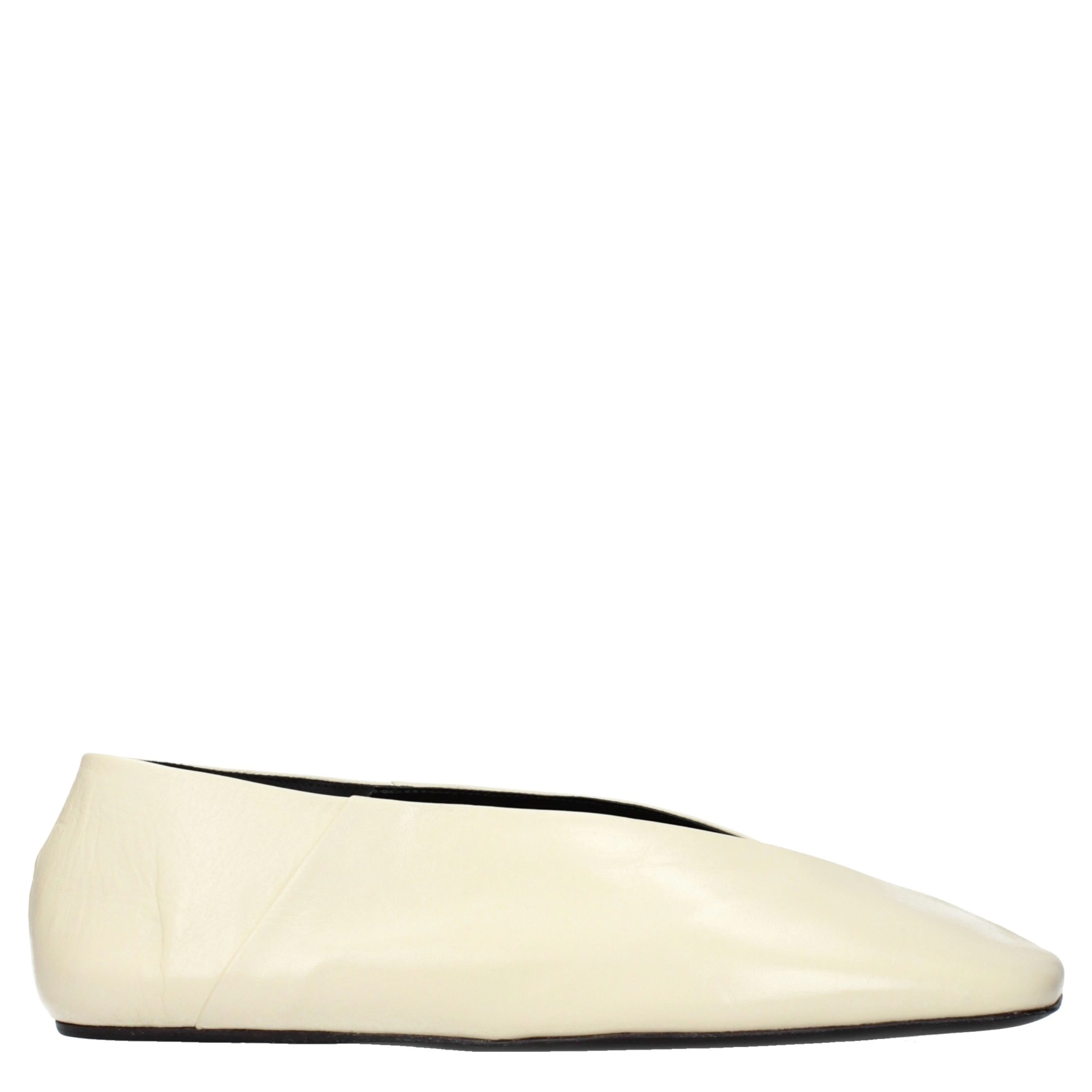 Beige Leather Ballet Flats