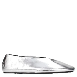 Gray Leather Ballet Flats