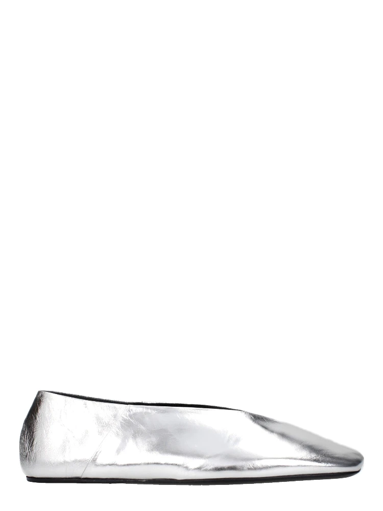 Gray Leather Ballet Flats