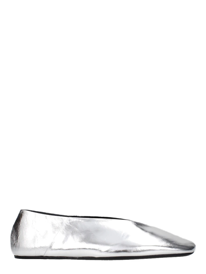 Gray Leather Ballet Flats