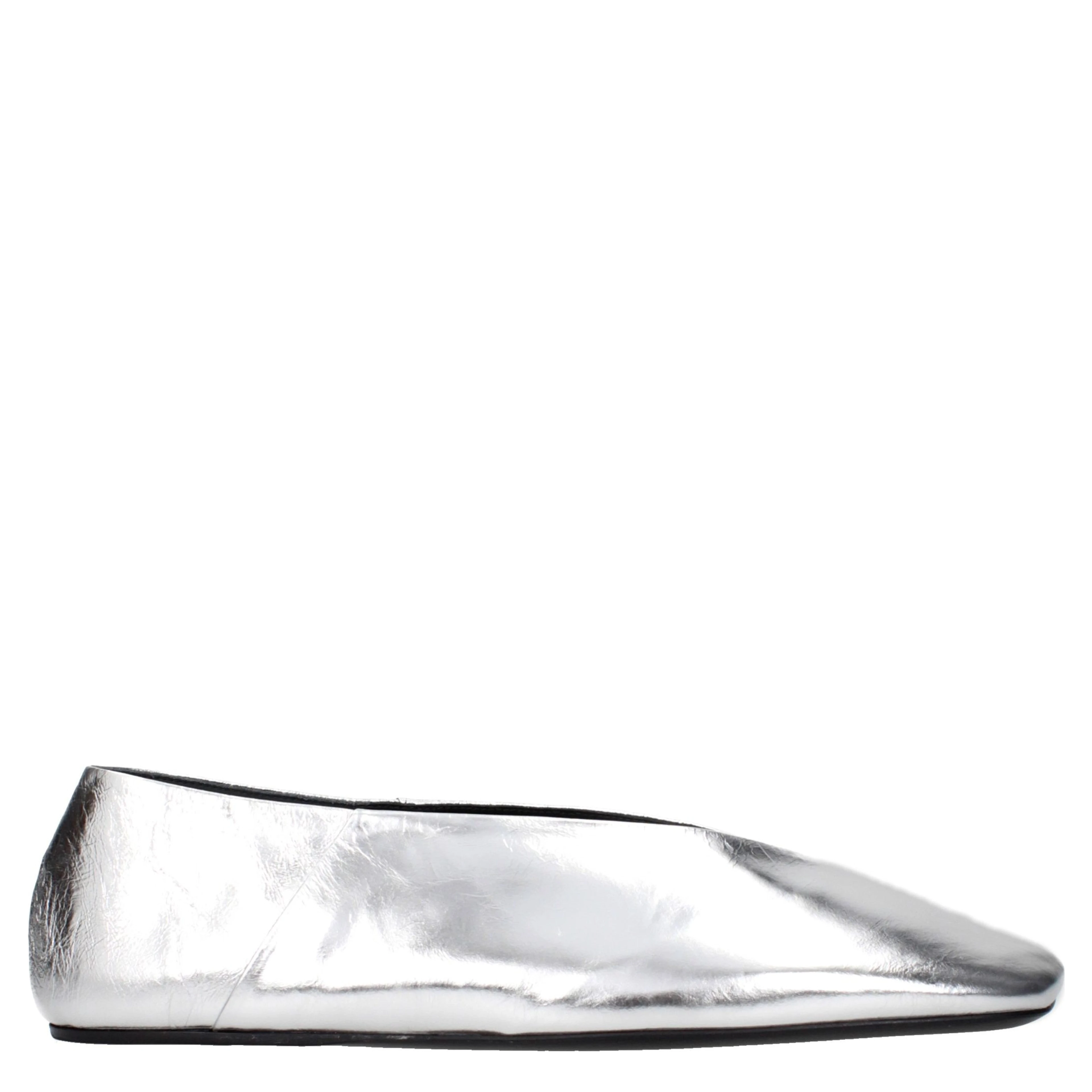 Gray Leather Ballet Flats