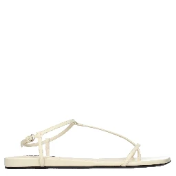 Beige Leather Flip-Flop Sandals