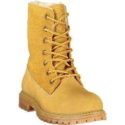 Yellow Polyester Ankle Boots