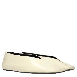 Beige Leather Ballet Flats