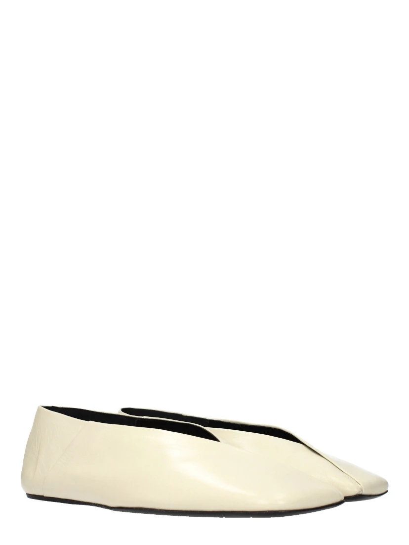 Beige Leather Ballet Flats