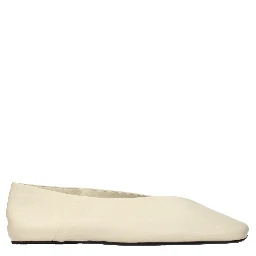 Beige Leather Ballet Flats