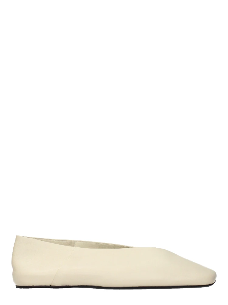 Beige Leather Ballet Flats