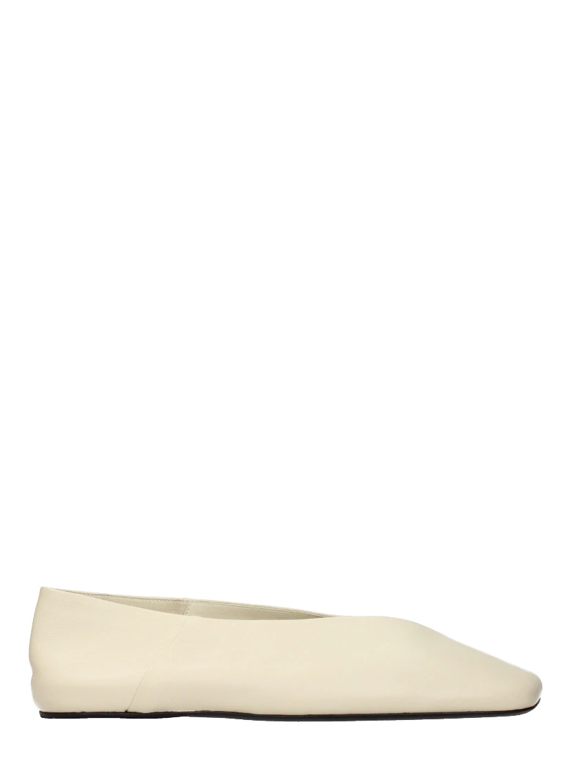 Beige Leather Ballet Flats