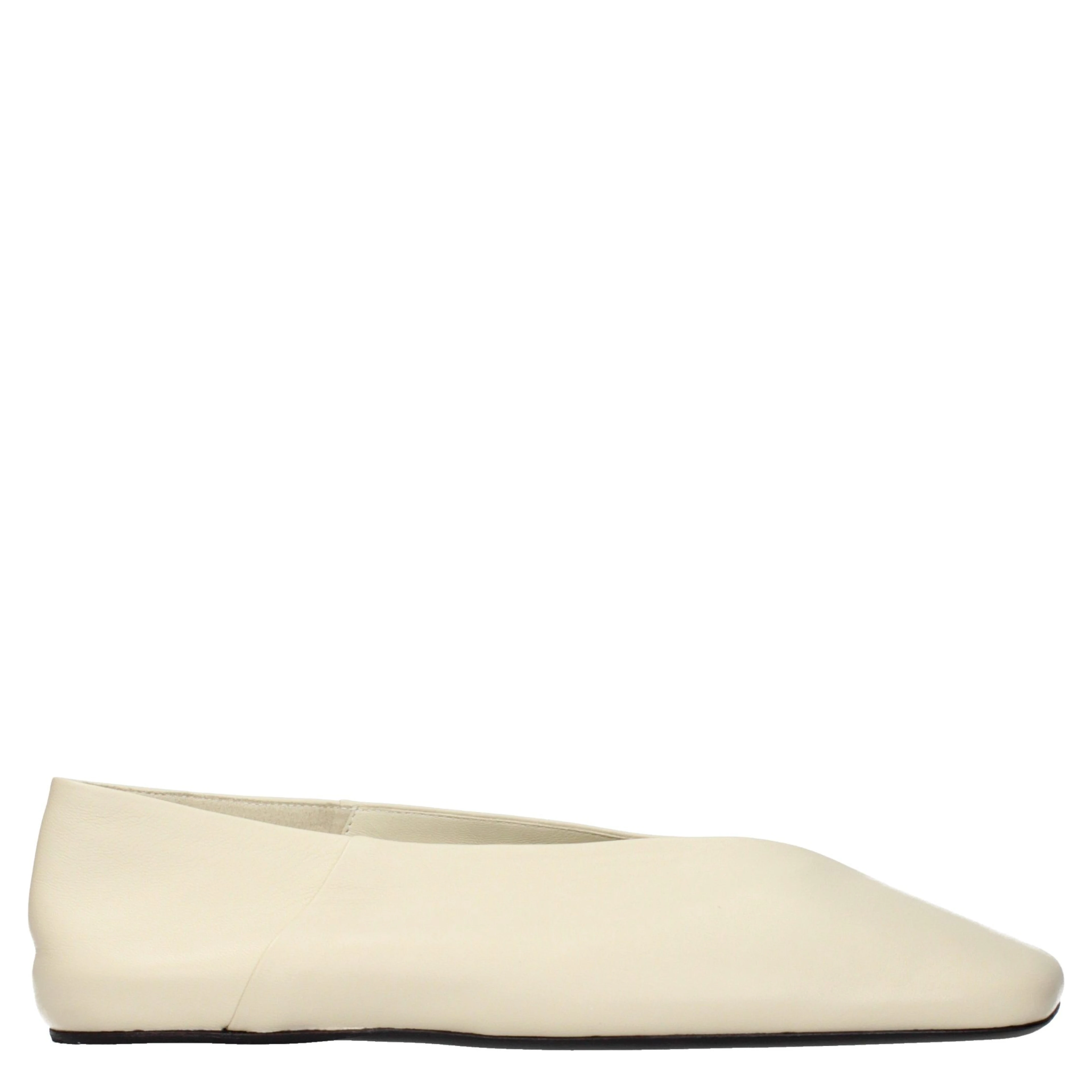 Beige Leather Ballet Flats
