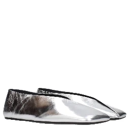 Gray Leather Ballet Flats