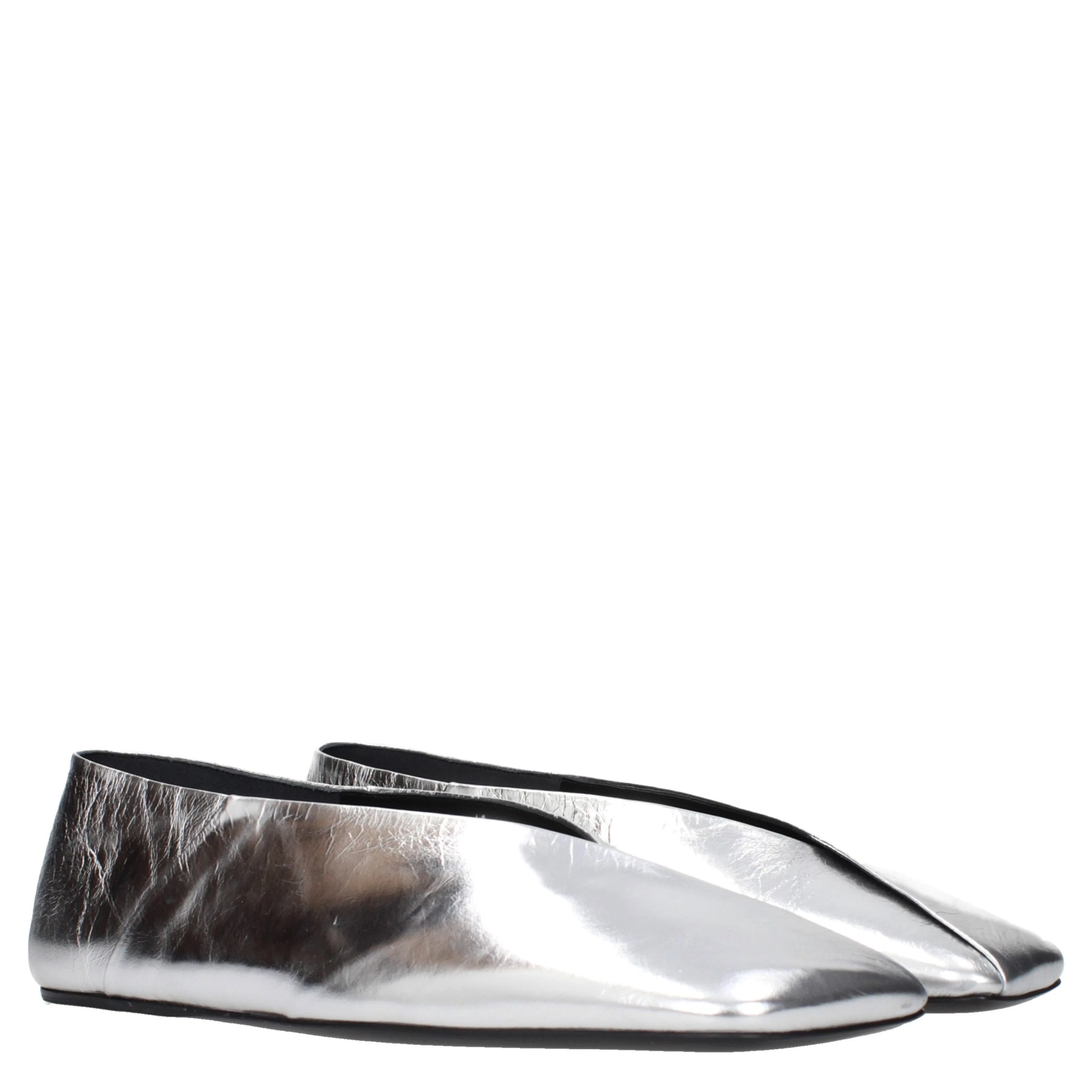 Gray Leather Ballet Flats