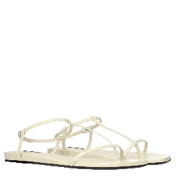 Beige Leather Flip-Flop Sandals