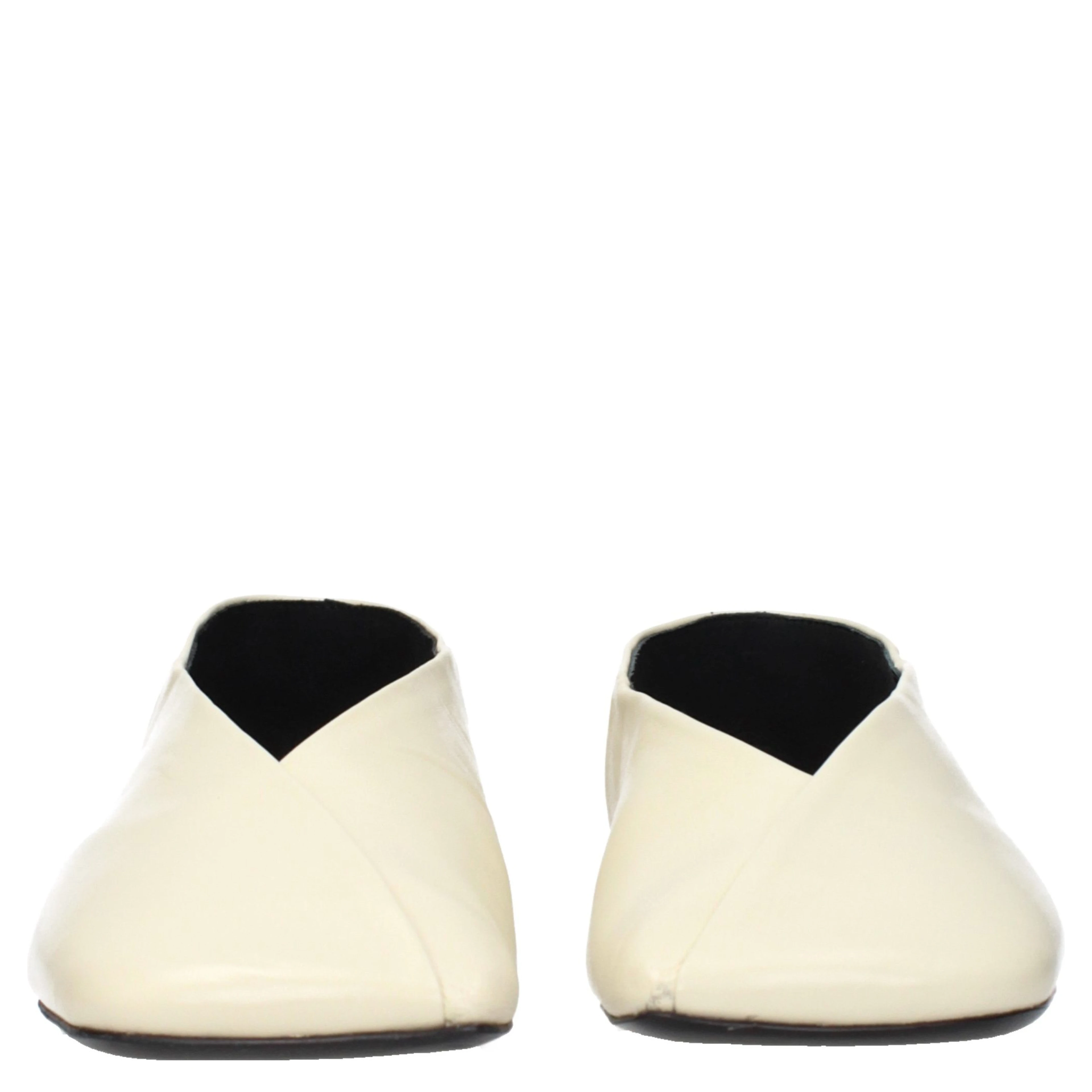 Beige Leather Ballet Flats