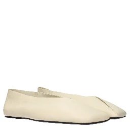 Beige Leather Ballet Flats