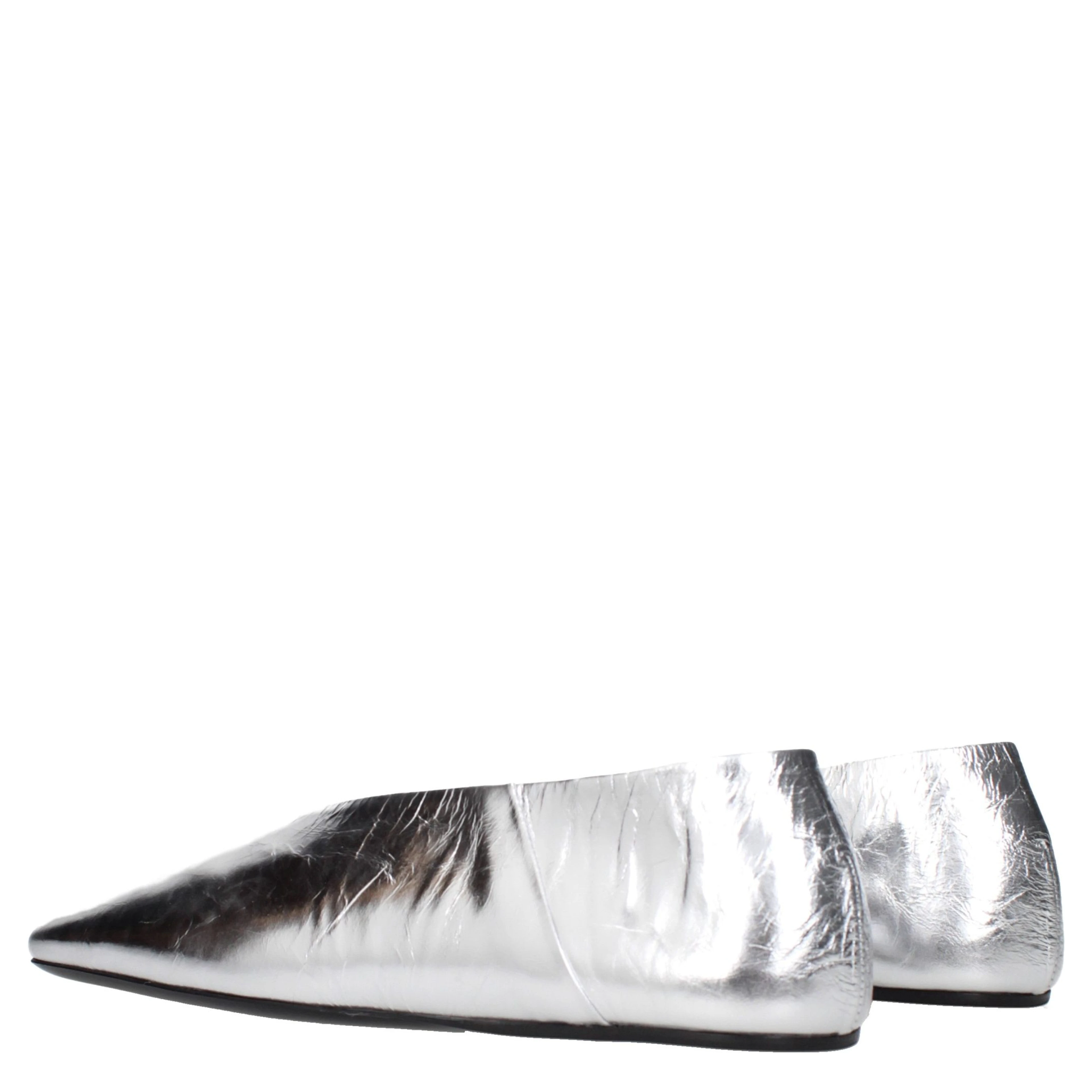Gray Leather Ballet Flats