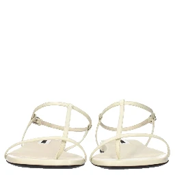 Beige Leather Flip-Flop Sandals
