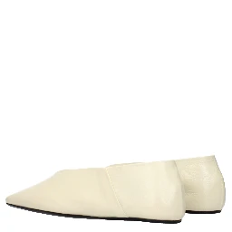 Beige Leather Ballet Flats