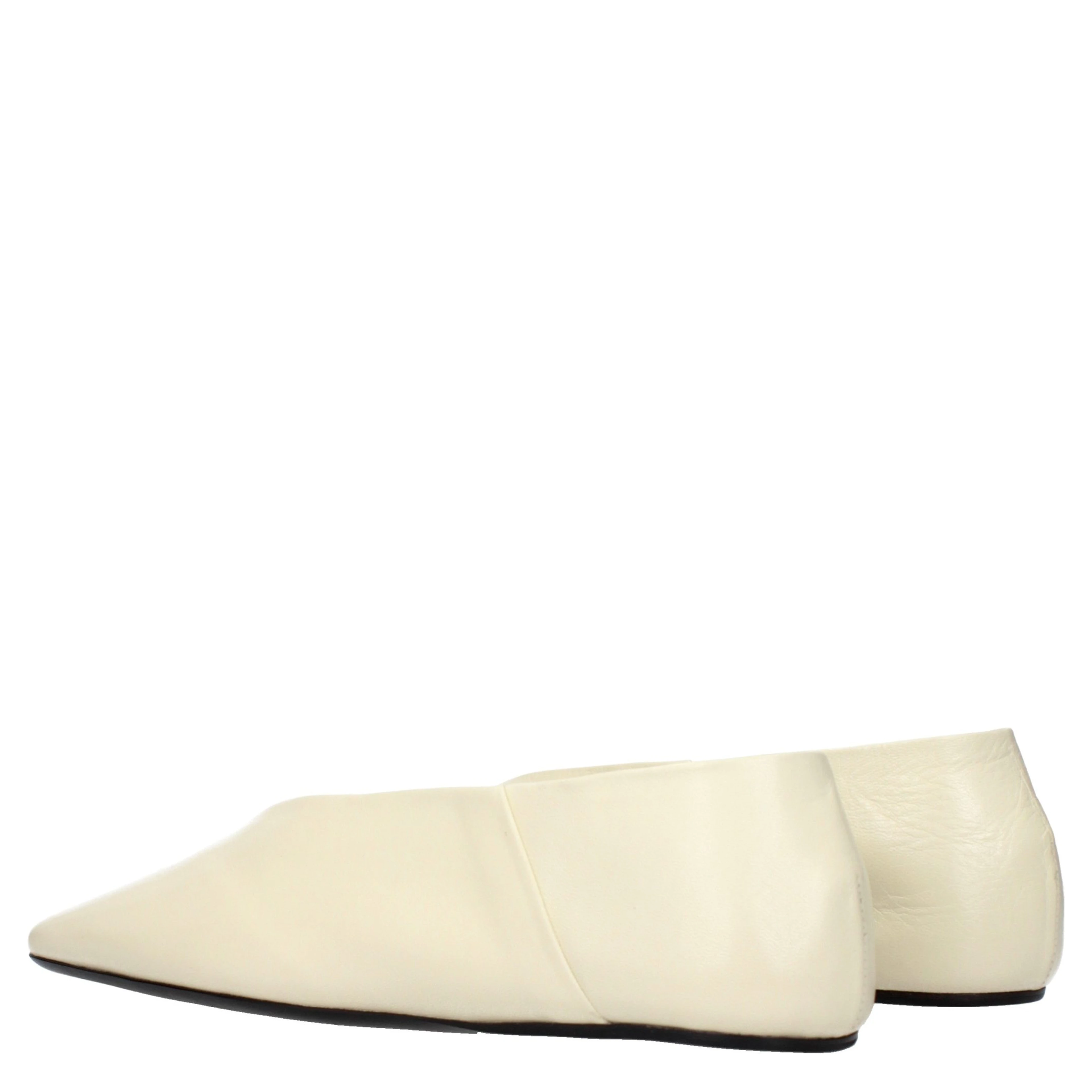 Beige Leather Ballet Flats