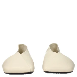 Beige Leather Ballet Flats