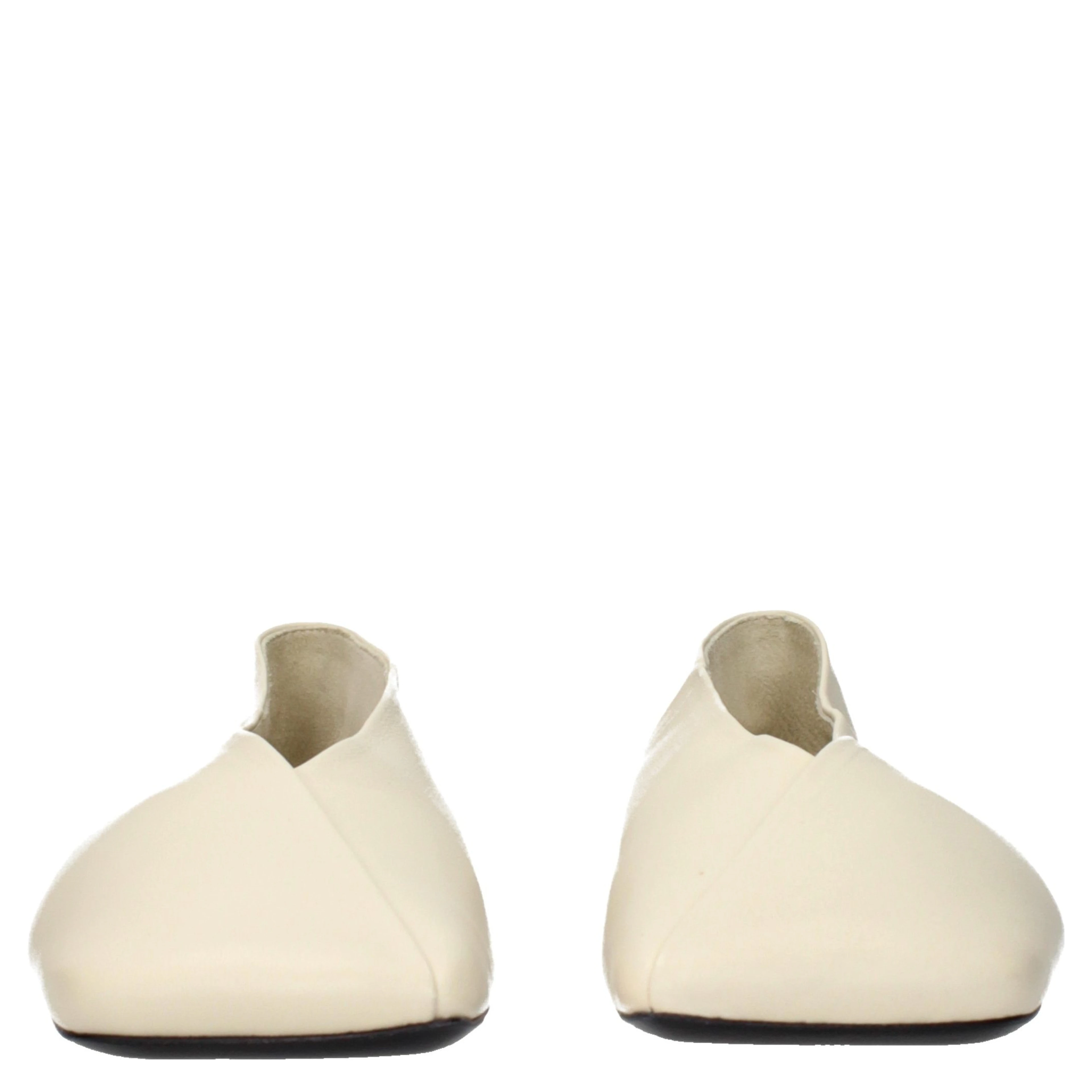 Beige Leather Ballet Flats