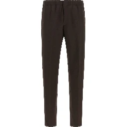 Brown Virgin Wool Casual Pants