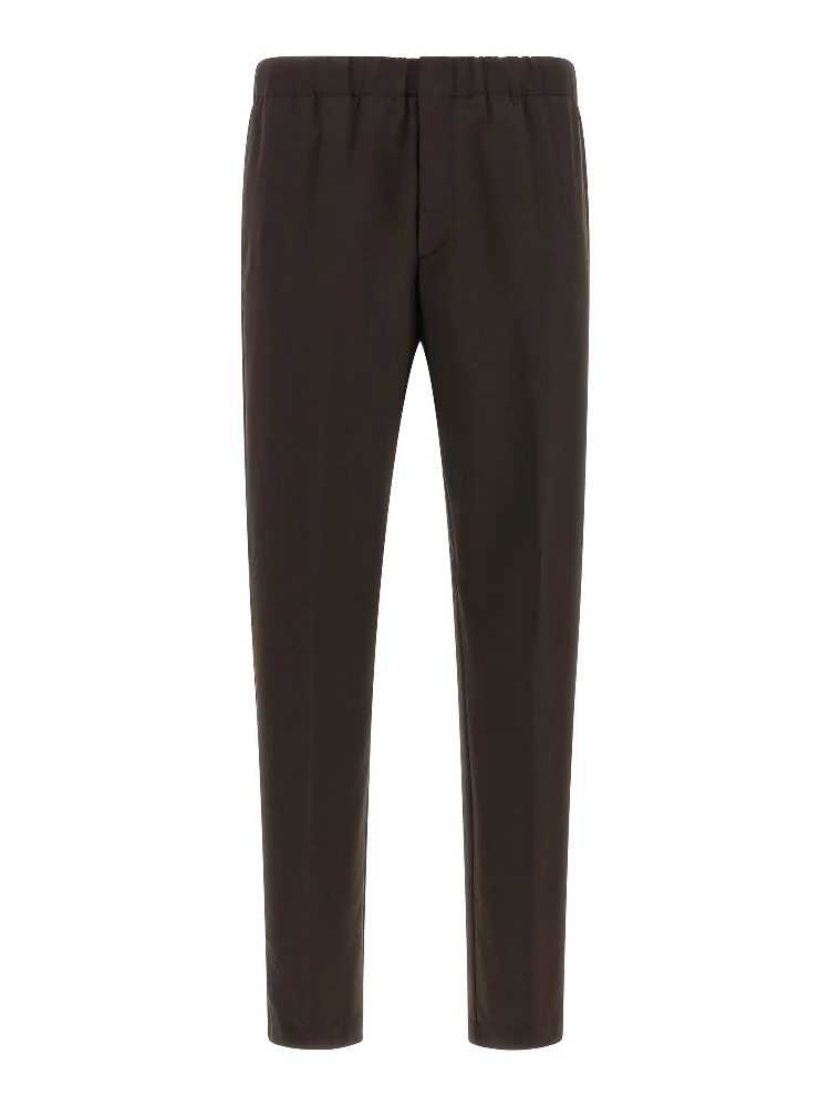 Brown Virgin Wool Casual Pants