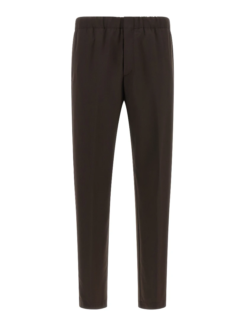 Brown Virgin Wool Casual Pants