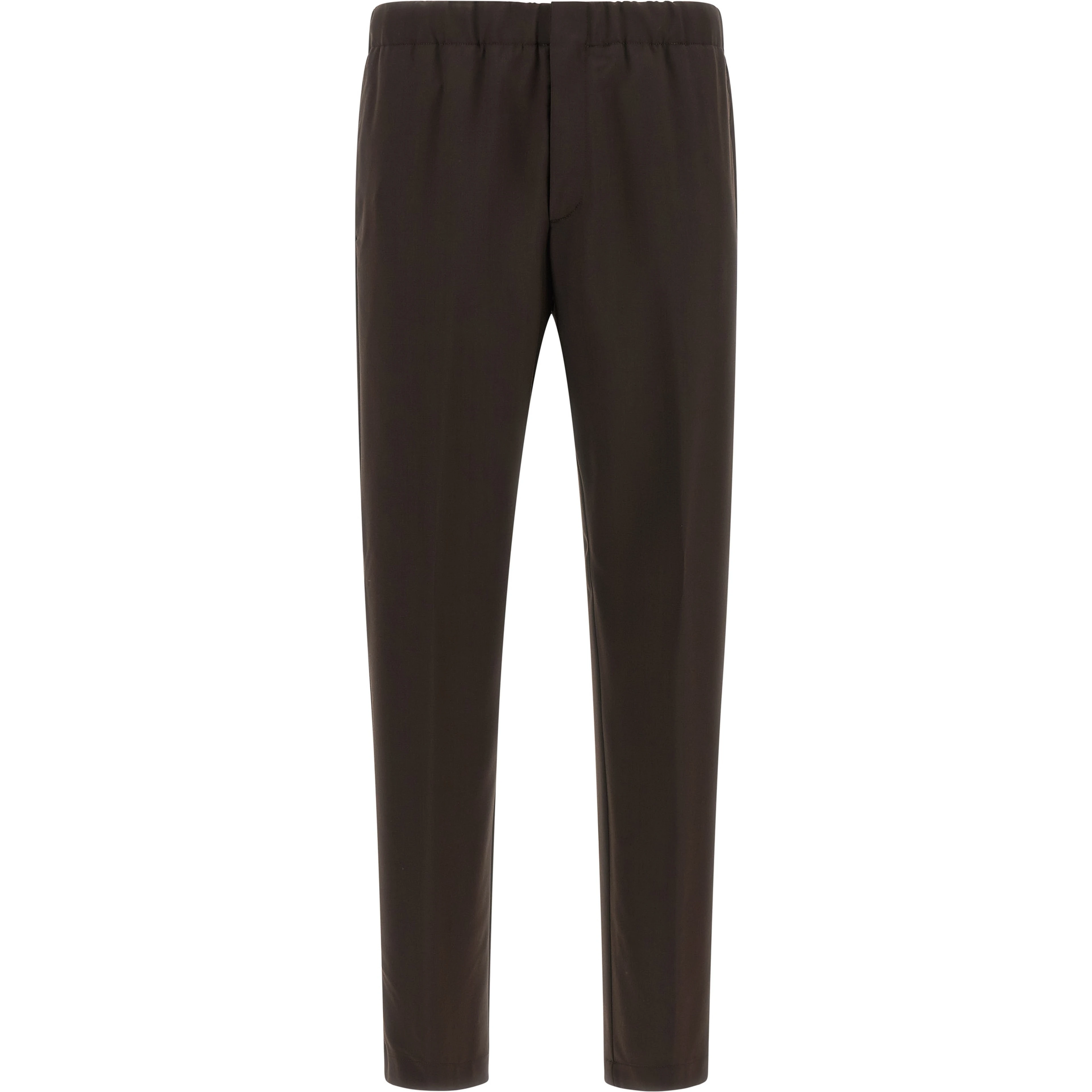 Brown Virgin Wool Casual Pants