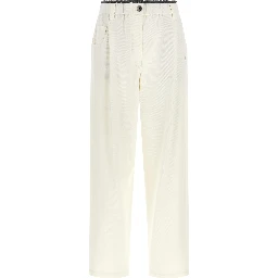 White Cotton Casual Pants