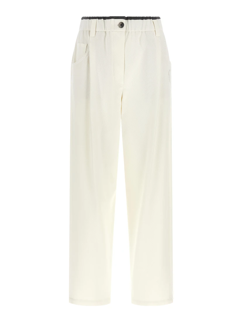 White Cotton Casual Pants