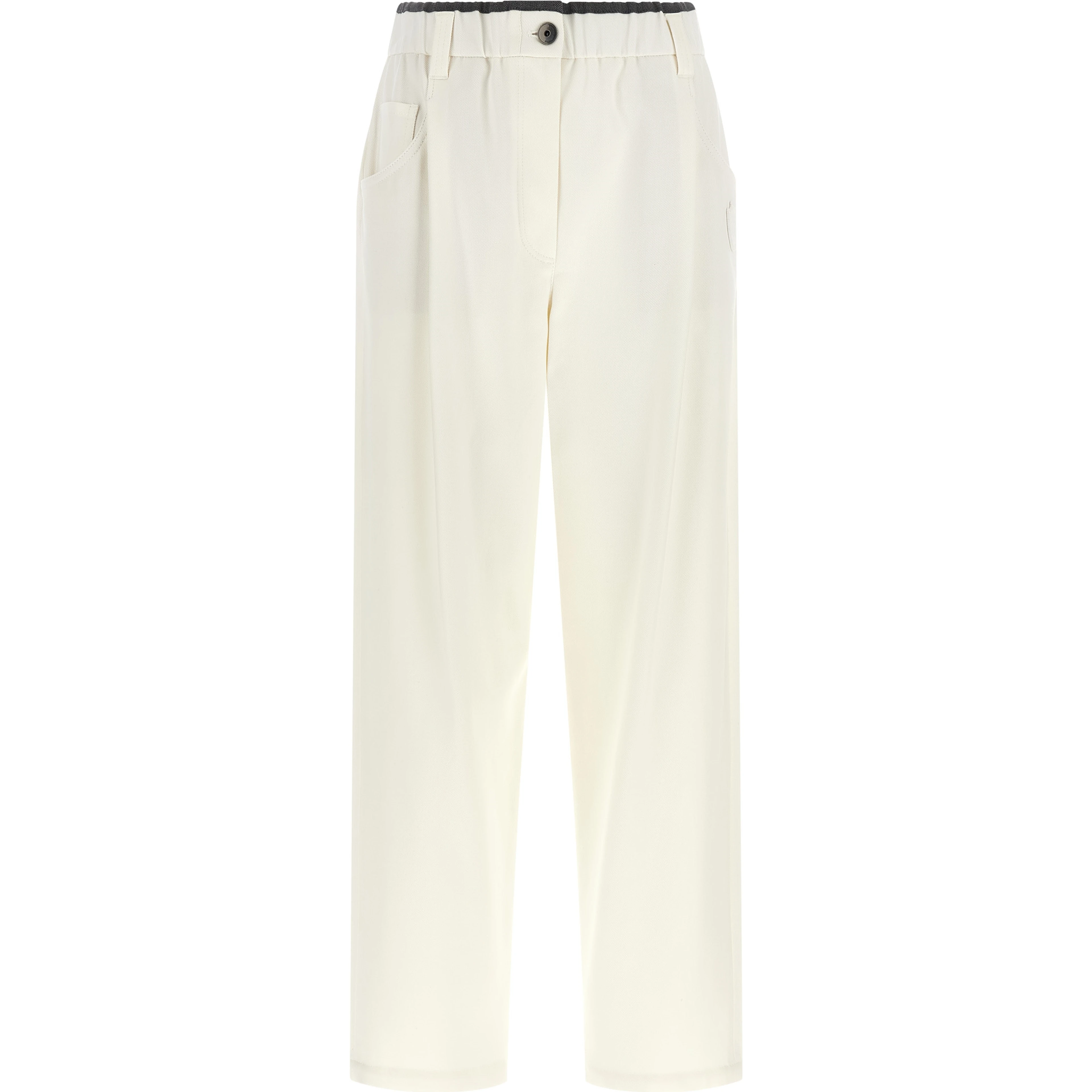 White Cotton Casual Pants