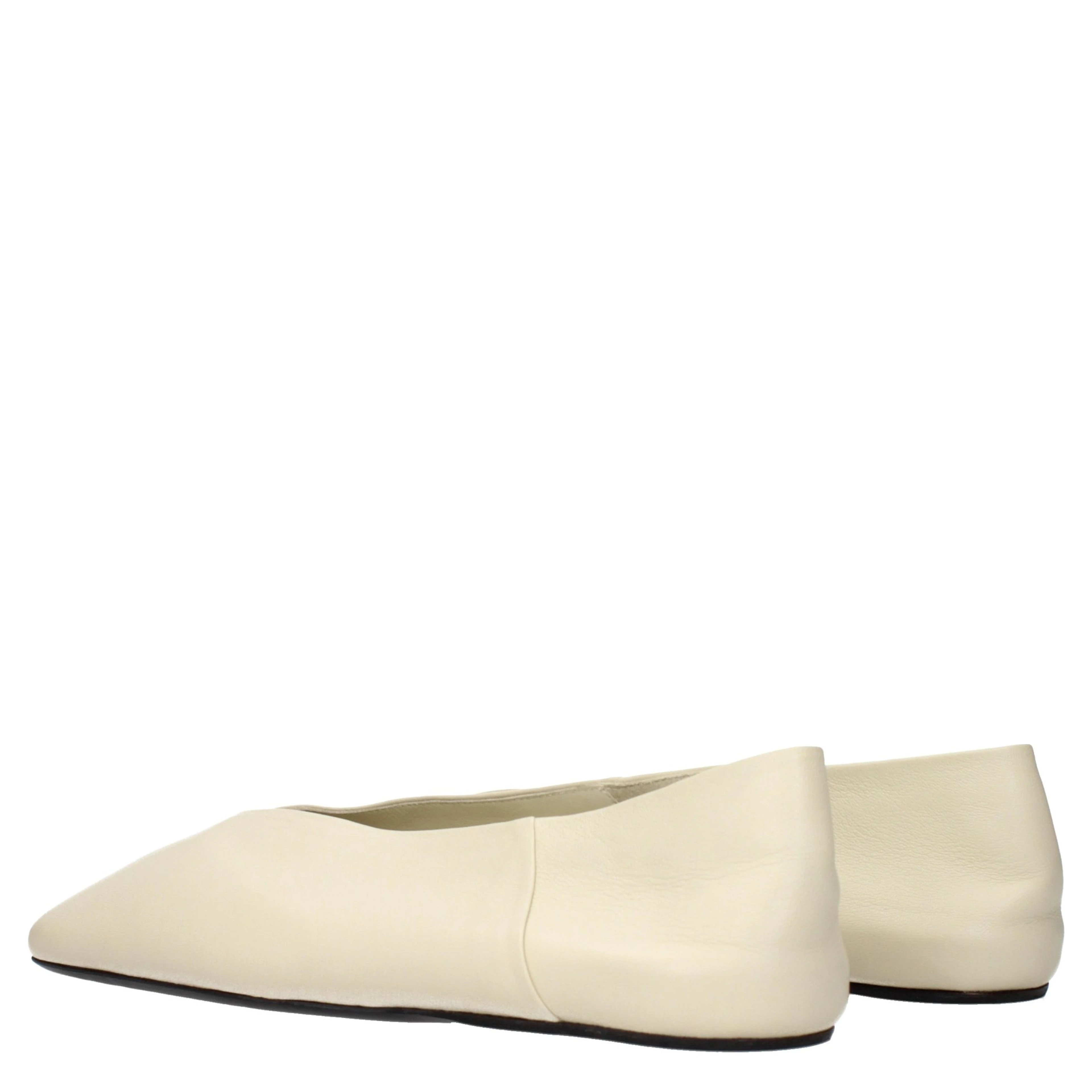 Beige Leather Ballet Flats