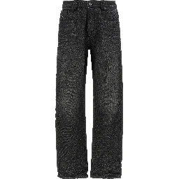 Gray Cotton Straight-Leg Jeans
